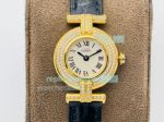 Swiss Must De Cartier Quartz Vintage Watch Gold Case White Dial Diamond Bezel